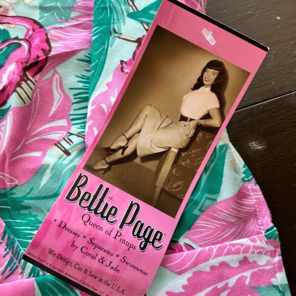 Betty Page Sugar Beat Flamingo Dress Rockabilly Vixen Pin Up Size 6 NWT - Picture 11 of 13